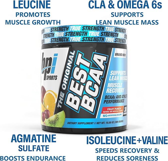 BPI Sports Best BCAA - Building Blocks of Protein and Muscle - Post-Workout Recovery - Weight Loss Support - Fruit Punch, 30 Servings, 300 grams