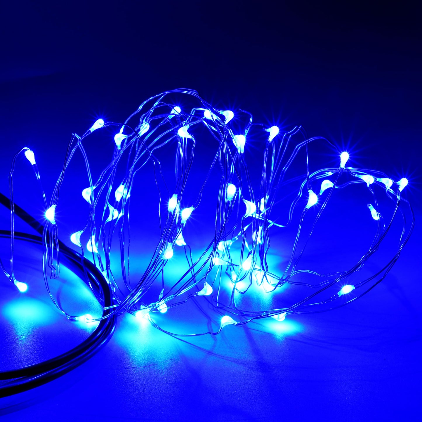 Karlling Usb Plug In Led Fairy Lights 2 Packs Of 50 Led Bulbs 16 Ft Silver Wire Waterproof Starry String Lights For Bedroom Patio Garden Party Wedding Commercial Lighting (Blue)