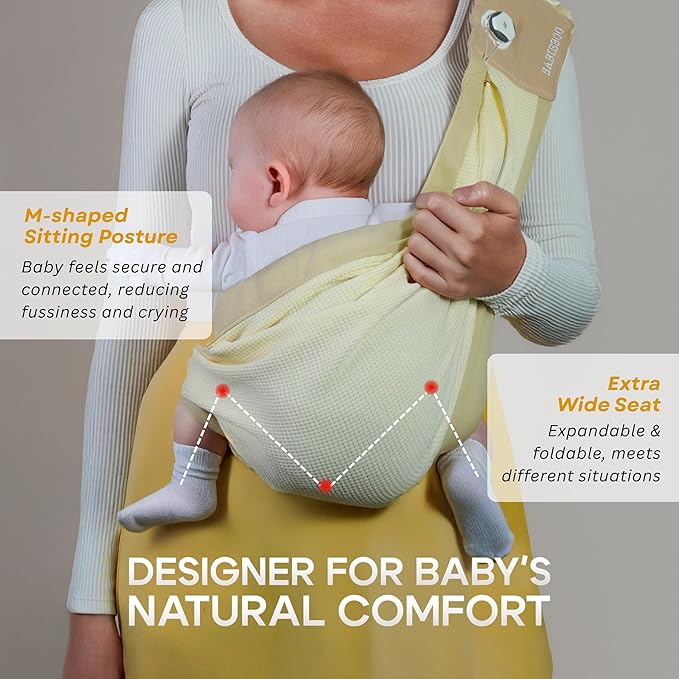 Baby Sling Carrier 8-30 lbs, Newborn Nursing, Toddler Carrier with Safety Buckle, Knob Tech Baby Closer, Adjustable Shoulder Strap, Portable and Lightweight (Gray)