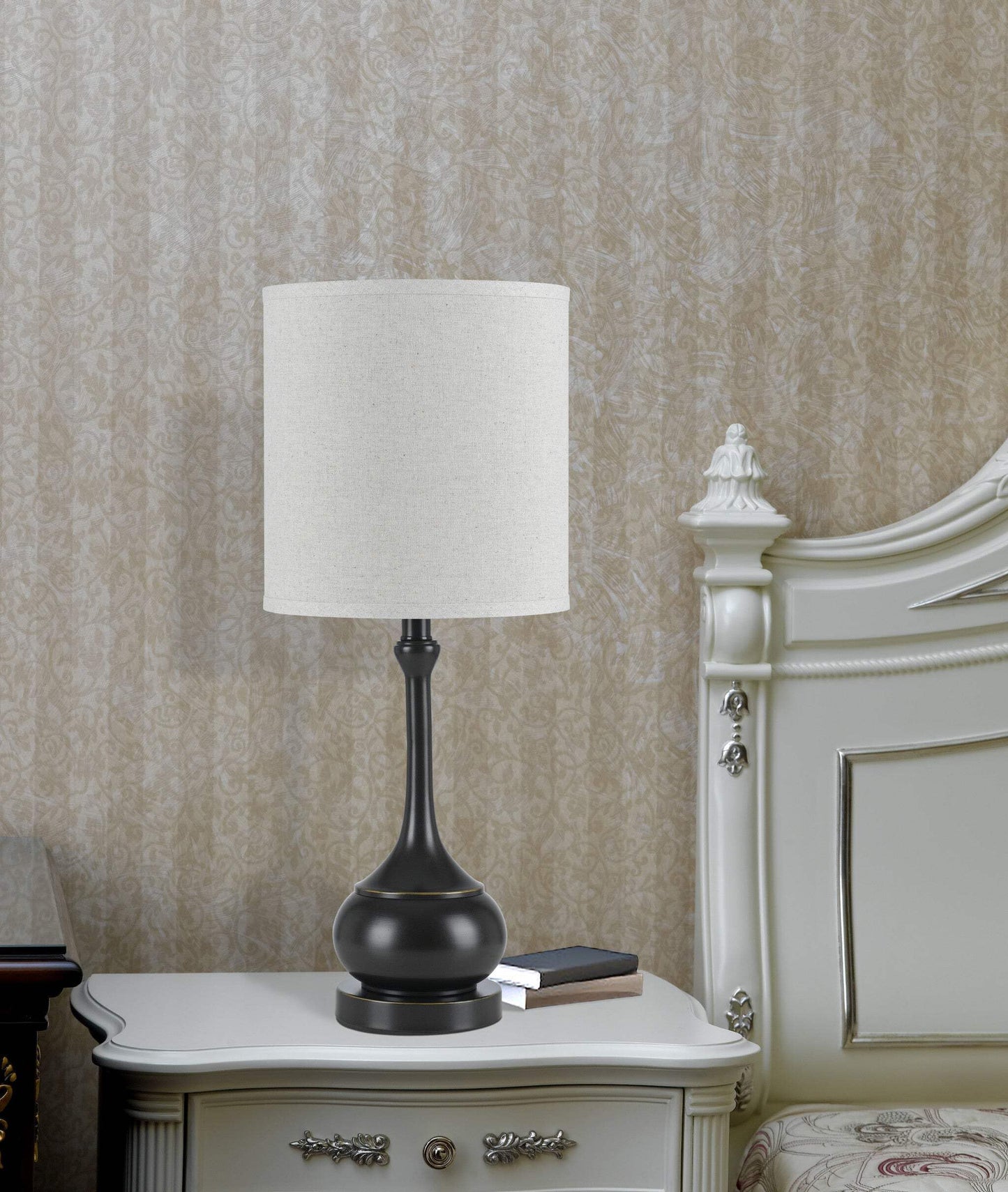 Homeroots Bronze Metal Table Lamp With Beige Drum Shade, 25 In., Model 524685