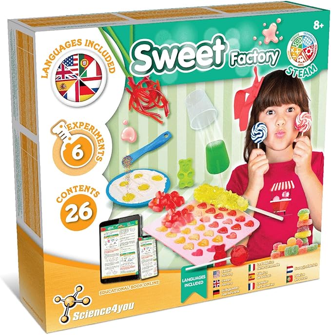 Science4you Candy Making Kit for Kids - Make Your Own Gummies, Lollipops and Much More, 26 Contents, Gummy and Sweet Moulds Included, Games, Stem Toys, Gifts for 8+ Year Olds Boys and Girls