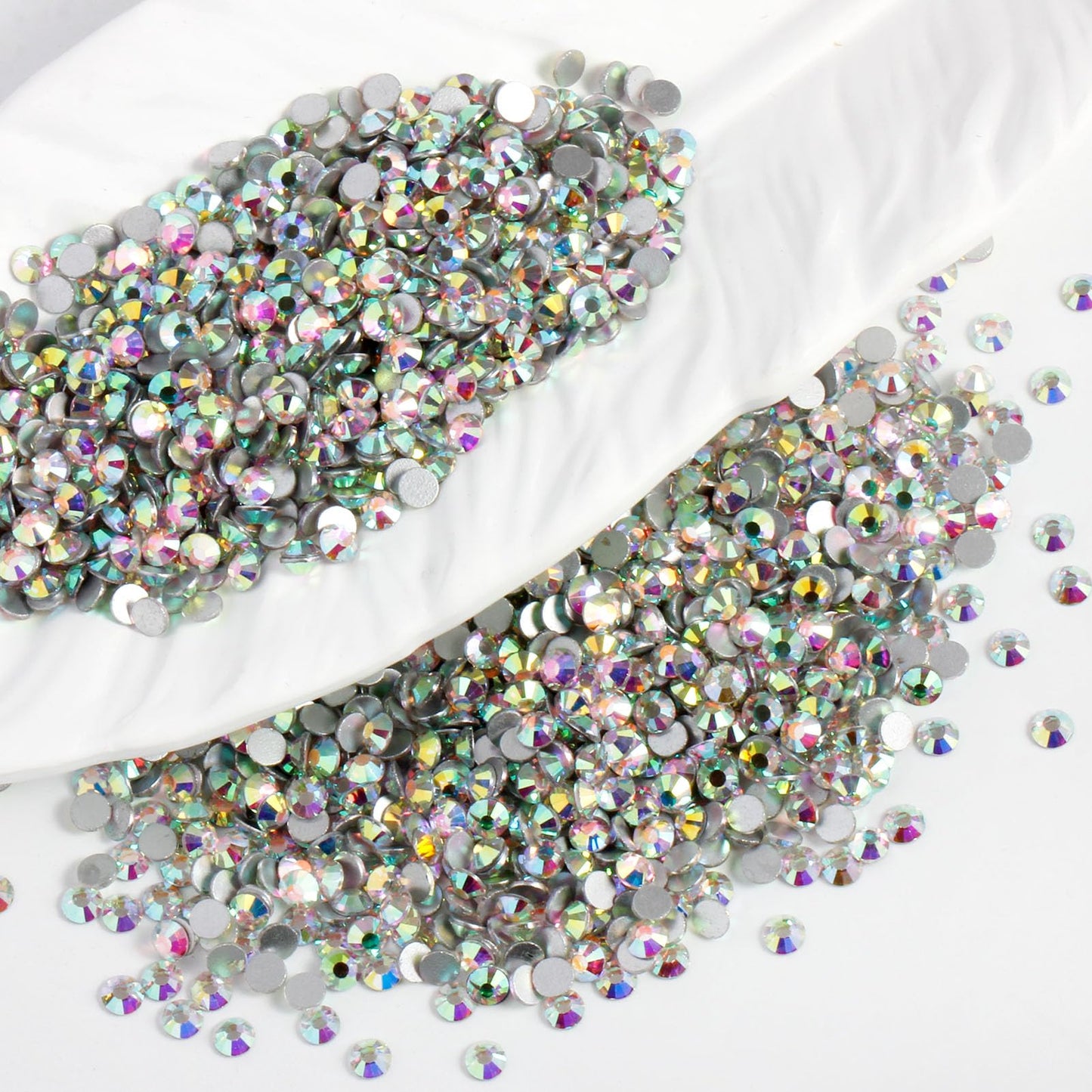 Eleegem 3000PCS SS8 Flatback Rhinestones | 12-Facet Diamond-Cut Glass Gems for Nail Art, Clothing, DIY Crafts |Glue-On Decoratio