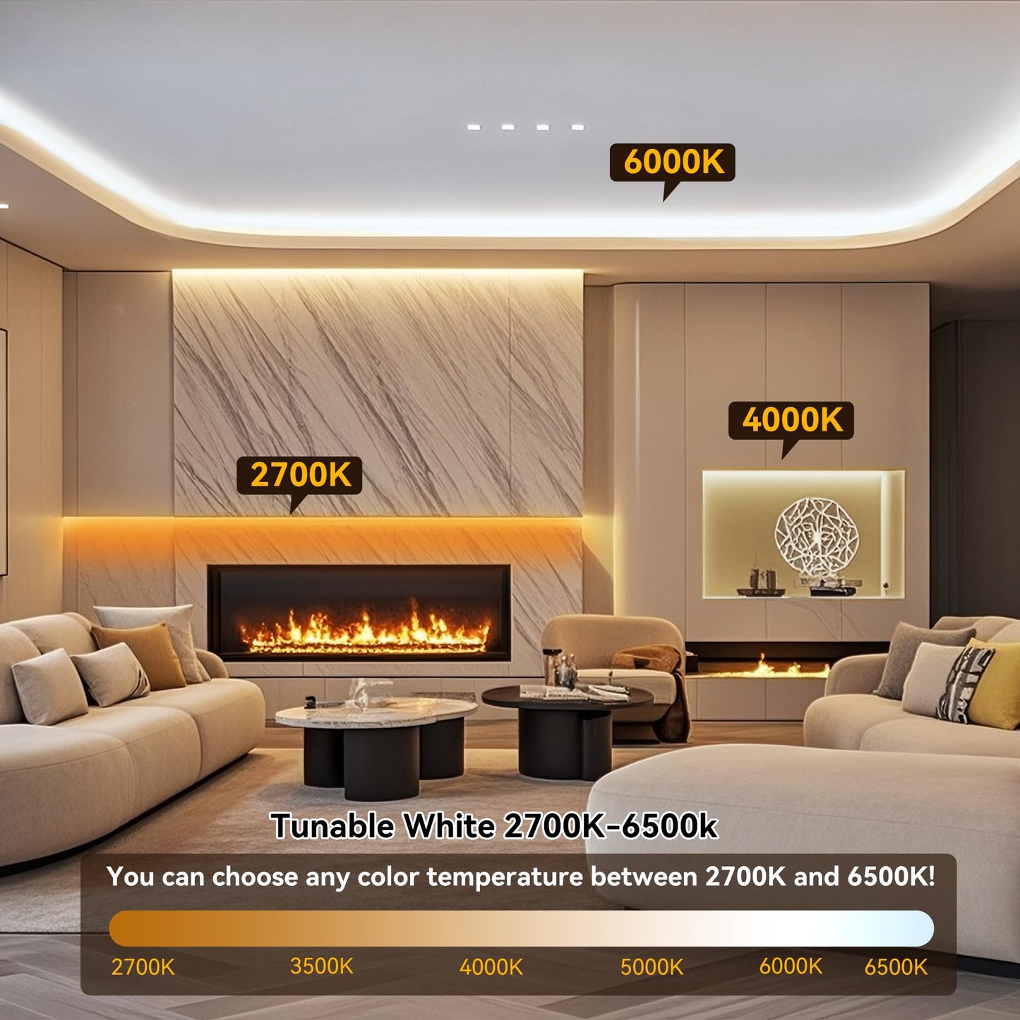 Pandery Cob Led Strip Light Cct Dimmable Strips Light 2700K-6500K 65Ft/20M 8Mm Wide Cri90+ 24V Led Strips Kit With Bluetooth App Control/Music Mode For Bedroom Kitchen Diy Lighting