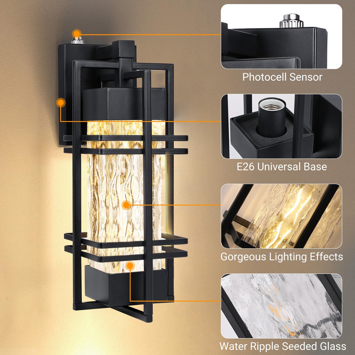 Wihtu Dusk To Dawn Outdoor Front Porch Light Fixtures Wall Mount  Waterproof Wall Sconce Lights(1 Pack)  Sensor Exterior Lighting Fixtures For House  Outside Lantern Lamp For Garage  Doorway