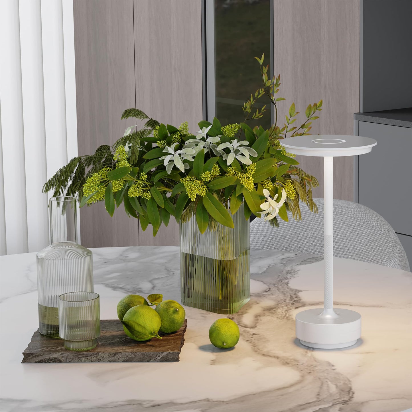 TBBGA Rechargeable Cordless Table Lamps, 5000mAh, 3 Color Dimming, Aluminum, Model T106C, White-2