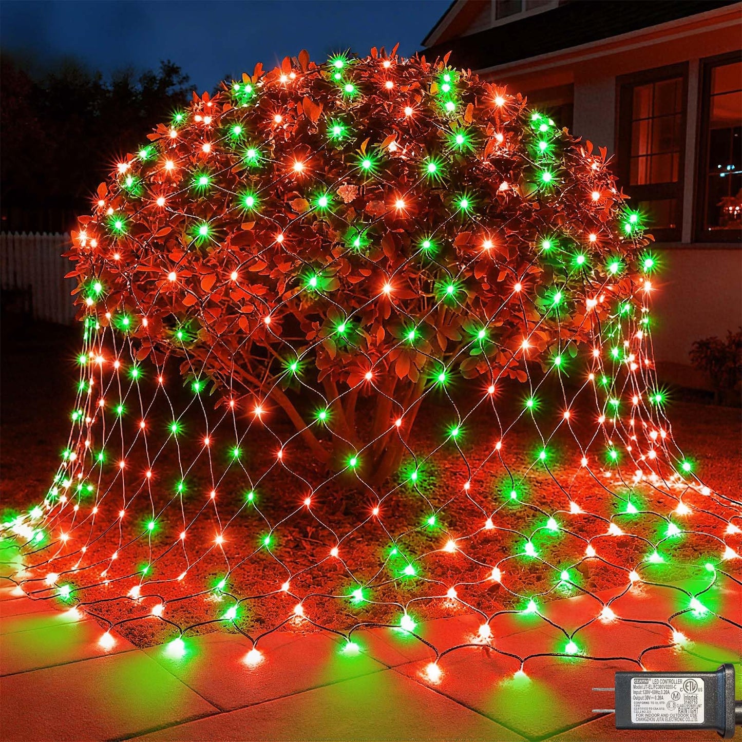Lithome 14.8Ft X 5Ft Christmas Net Lights Outdoor  300 Led Red Green Bush Lights With 8 Modes  Connectable Waterproof Net Mesh Light Dark Green Wire For Bushes Shrubs Outdoor Christmas Holiday Decor