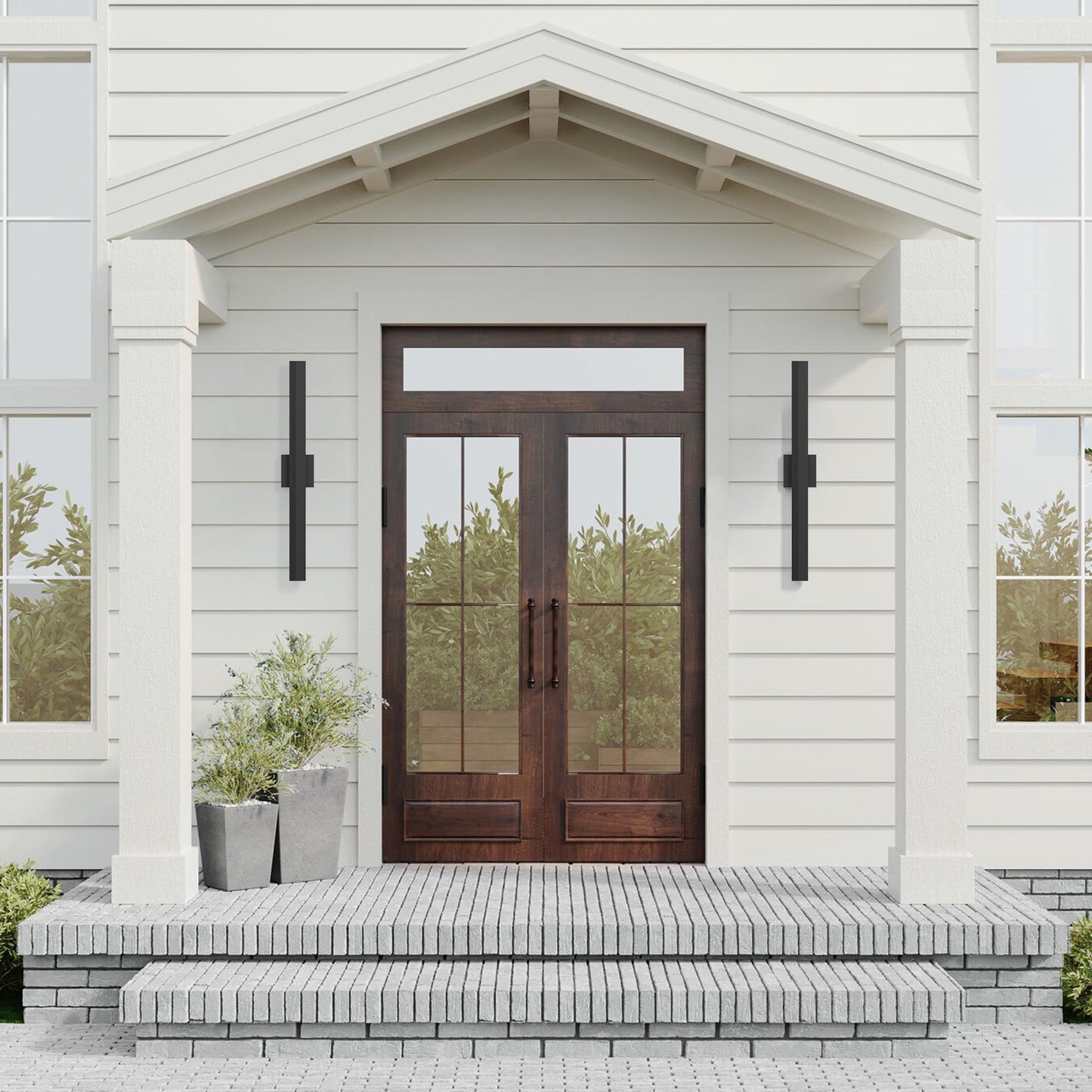 Lamqee 31.5 In Aluminum Long Outdoor Wall Light  3000K 2000Lm Integrated Led Waterproof Ip65  Linear Modern Exterior Lighting Fixtures Wall Mount Outside Sconce For House Porch Patio Garage Front Door
