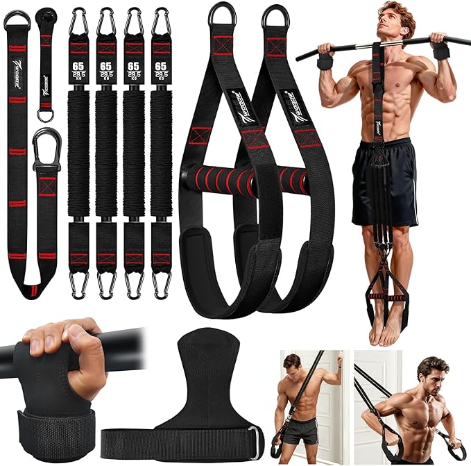 Pull Up Assistance Bands, Heavy Duty Resistance Bands with Handles, Exercise Band with Door Anchor, Adjustable Workout Ban...