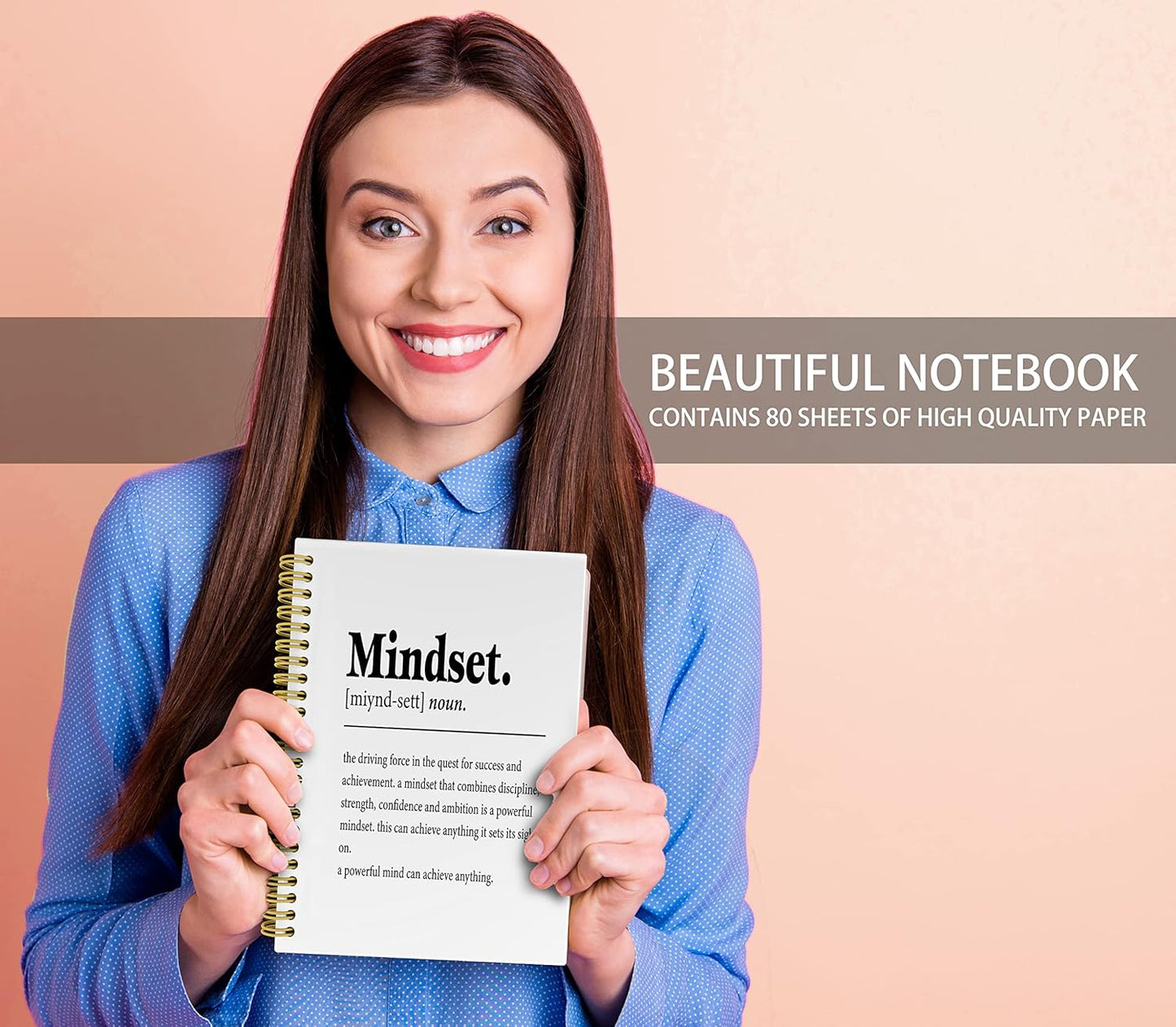 Knibeo Mindset Inspirational Notebooks Journal - Notebooks for School, 5.5×8.3 Inch Inspirational Spiral Bound Notebook with 164 Pages, College School Supplies