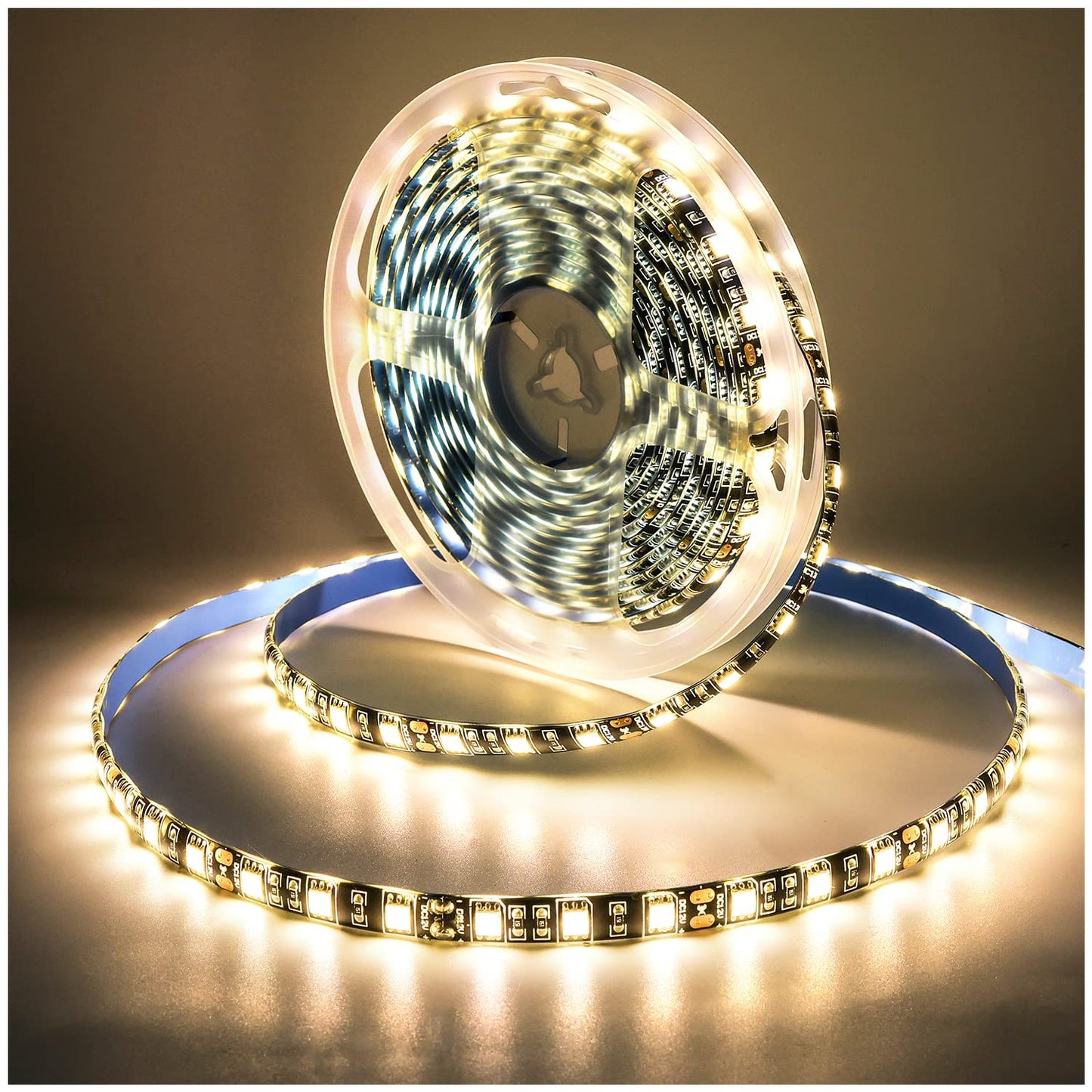 TX 12V LED Strip Light, 3000K Warm White, IP65 Waterproof, 16.4ft, SMD 5050, Black PCB, 300 LEDs for Bedroom & Kitchen