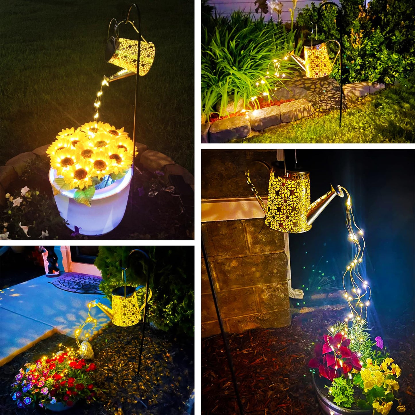 Vookry Solar Watering Can Lights - 2 Pack Warm White Metal Lanterns For Outdoor Garden Decor, Patio, Yard, And Landscape