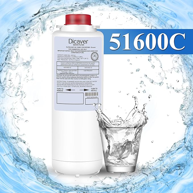51600C Filter, Replacement for Elkay 51600C Filter By NSF/ANSI 42 Certified, Compatible with Ezh2o Filter Replacement Bottle Stations, High Capacity 51600C Filter 6000 Gallon(No Chip)