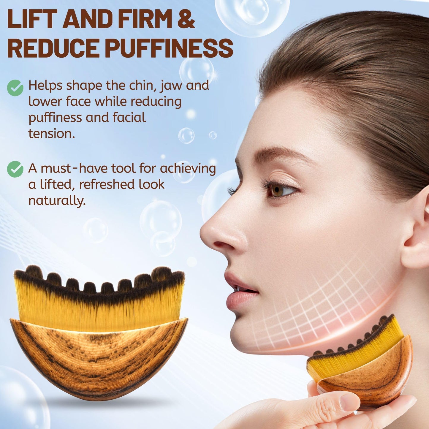 New Lymphatic Contour Face Brush, Lymphatic Drainage Massager for Chin & Neck,Ultra-Soft Bristles Suitable for All Skin Types,Po