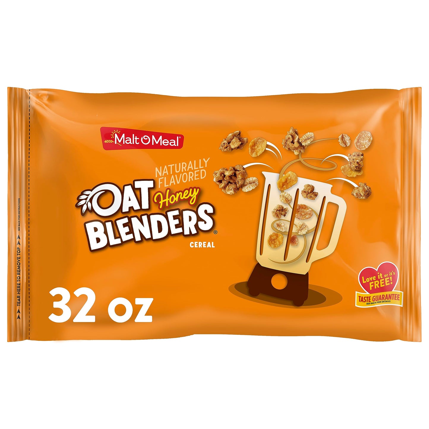 Malt-O-Meal Honey and Oat Blenders Kids Breakfast Cereal, Family Size Bulk Bagged Cereal, 32 Ounce - 1 count