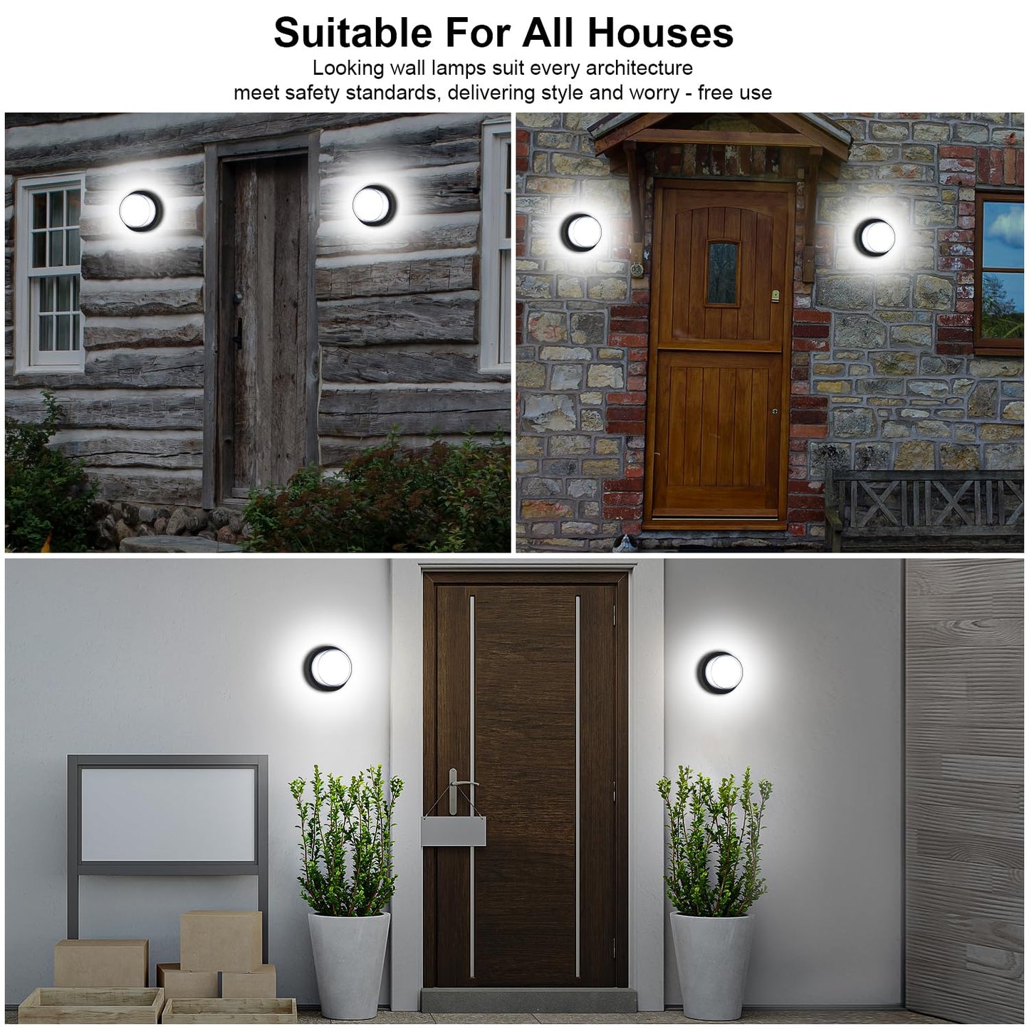 Biritalo Led Porch Lights Outdoor 12W 6500K Led Wall Lighting Double-Layer Cover Aluminum Exterior Light Fixture Wall Mount Ip65 Waterproof For Stairway Garage Patio Bedroom