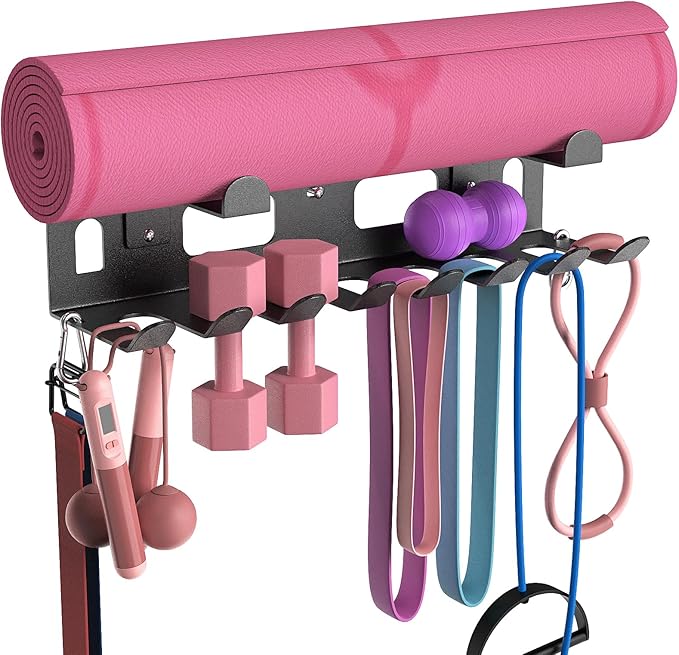 KHAMAL Multi-Purpose Gym Equipment Storage Rack for Resistance Bands - Gym Wall Storage for Exercise Bands, Yoga mat, Jump...