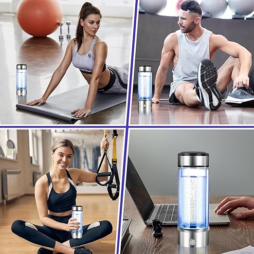 Hydrogen Water Bottle 3 Mins Portable Hydrogen Water Bottle Generator SPE PEM Technology Water Ionizer Gift for Love Suitable for Travel Exercise Home Black Lid