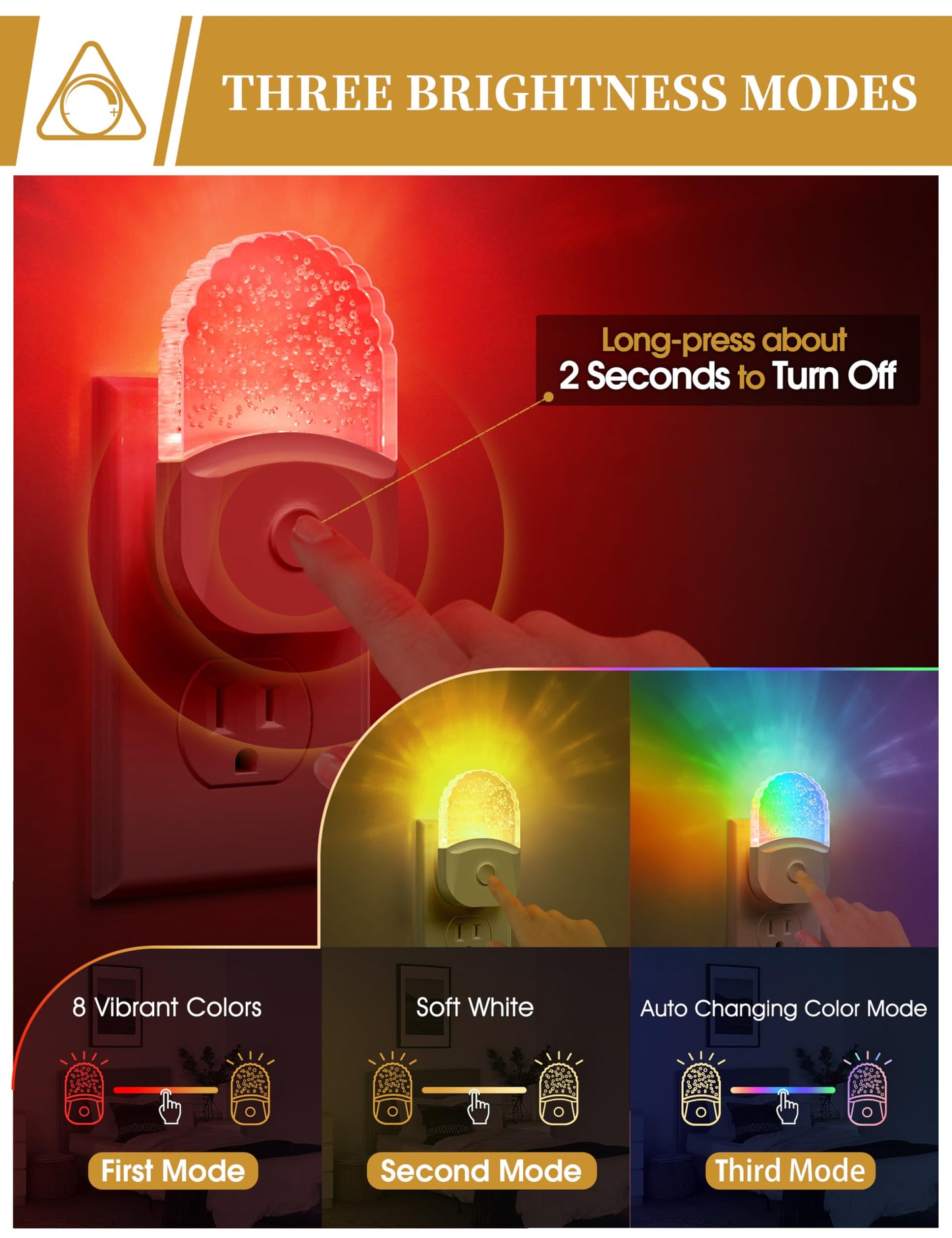 Night Lights Plug Into Wall  Color Changing Night Light For Kids  Rgb Night Lights Plug Into Wall 2 Pack  Soft White Nightlights Plug In With Dusk To Dawn Sensor For Kid Bedroom  Gift  Bathroom