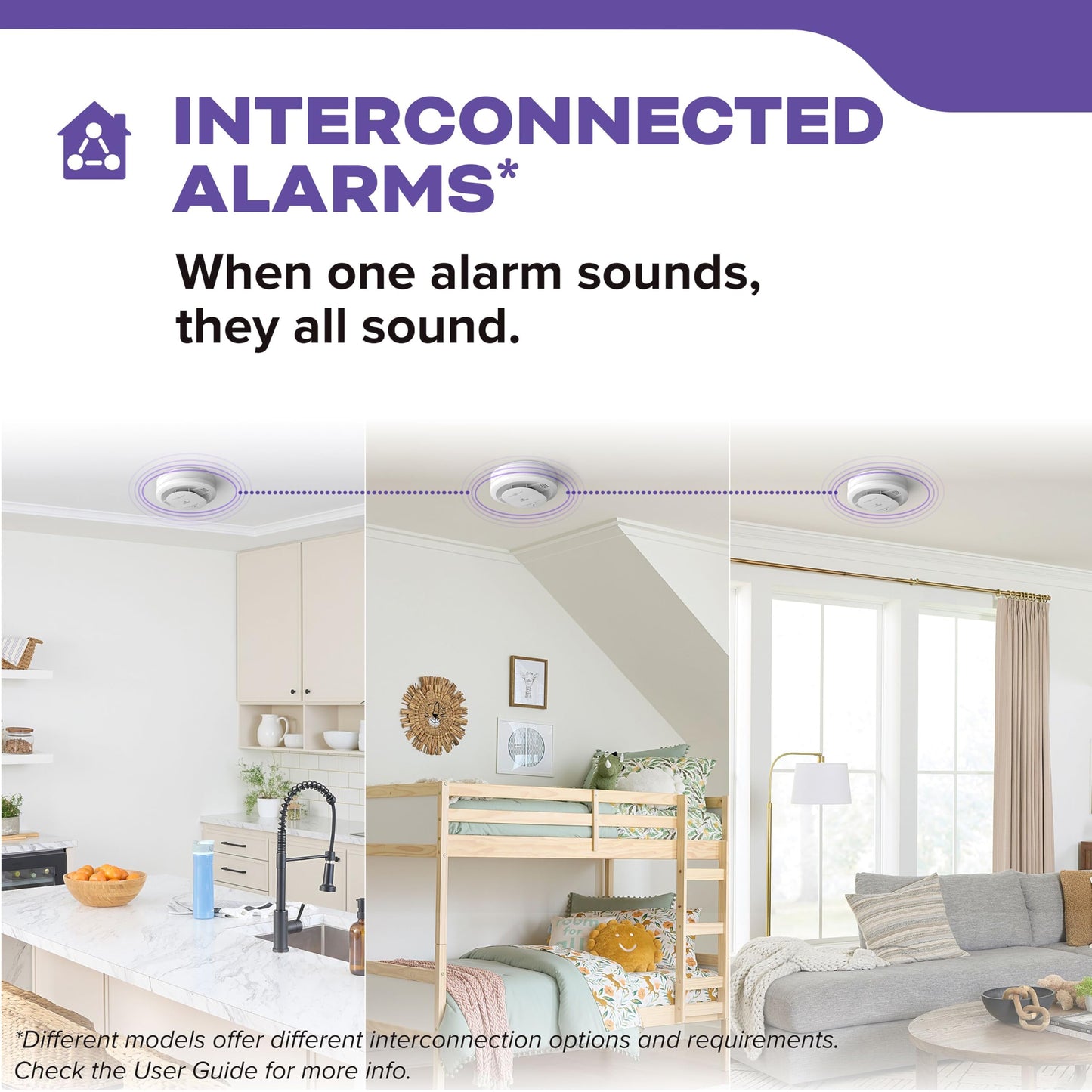 Kidde Hardwired Smoke & Carbon Monoxide Detector for Home, 10-Year Battery Backup, Interconnectable, 3-Pack