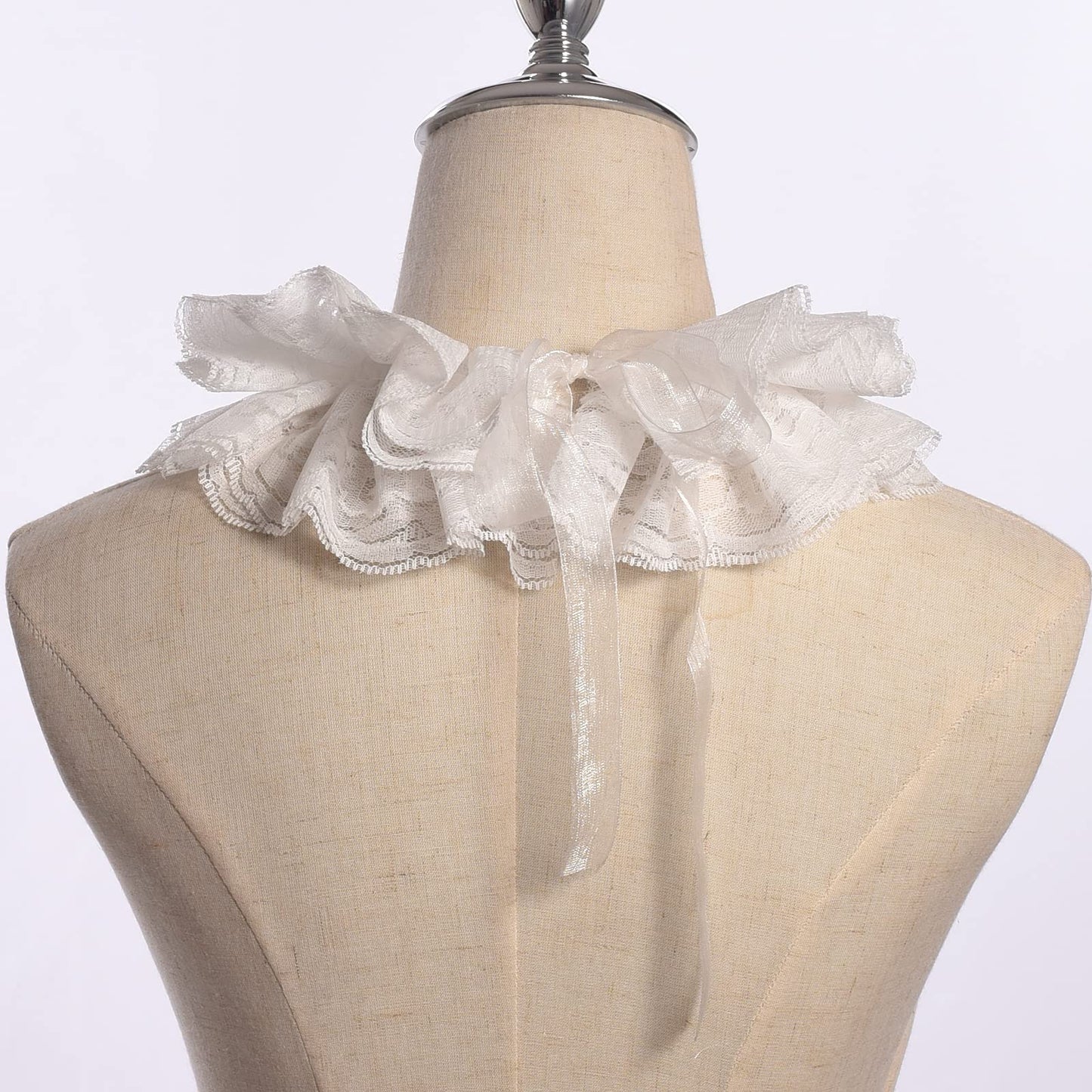 Vintage Lace Ruffled Multi-layer Detachable Collar Victorian Edwardian White Costume Neck Collar Unisex