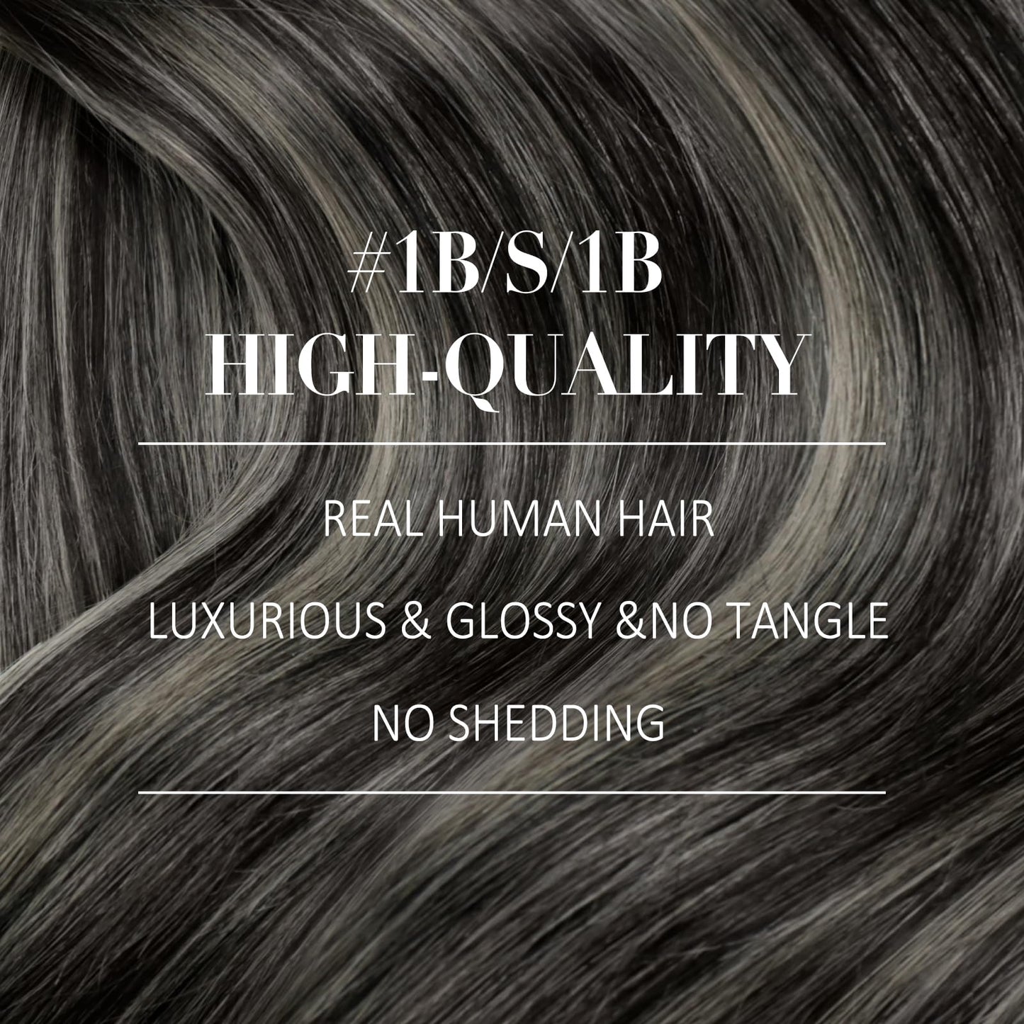 YoungSee Clip in Human Hair Extensions Ombre Clip on Hair Extensions Human Hair Blend of Black and Silver with Black Roots Thick