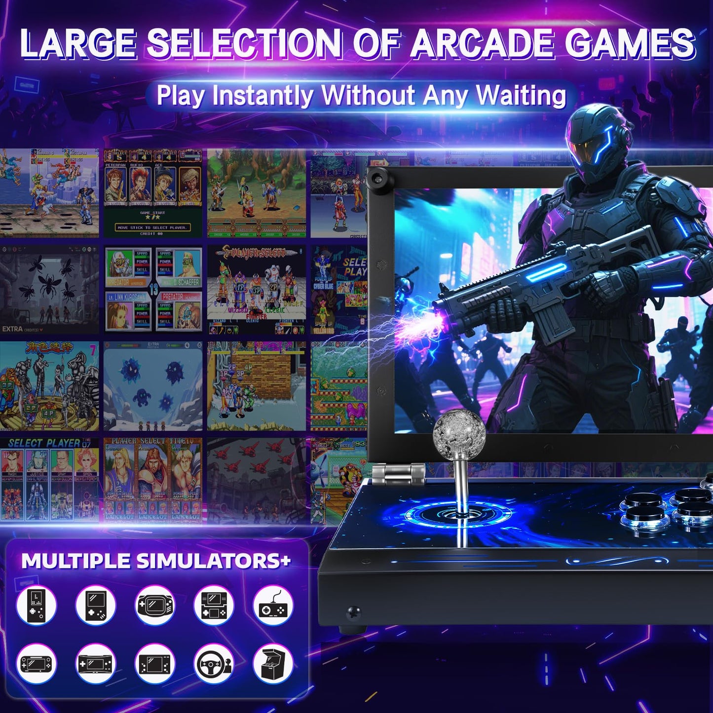 2025 Upgraded Portable Arcade Machine Pandora Box - 2D3D Retro Gaming Console, 8000mAh Battery, Includes Extra Gamepad, Plug & Play Console with Search/Hide/Save/Load/Pause Functions