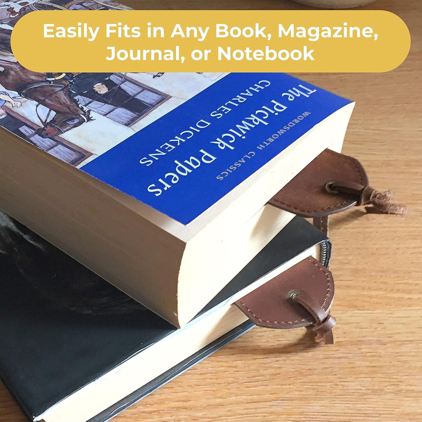 Leather Bookmarks for Men and Women | Quality Mens Bookmark with Scroll & Feather Quill | 2 Vintage Handmade Leather Book Markers for Men Women Book Lovers Readers (7x2) Leather Gift Sovereign-Gear