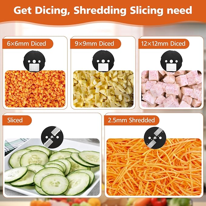 5 in 1 Electric Vegetable Chopper, Commercial Vegetable Dicer Food Processor Veggie Food Cutter Stainless Steel Automatic Shredded for Onion Potato Cabbage Fruit Slicer
