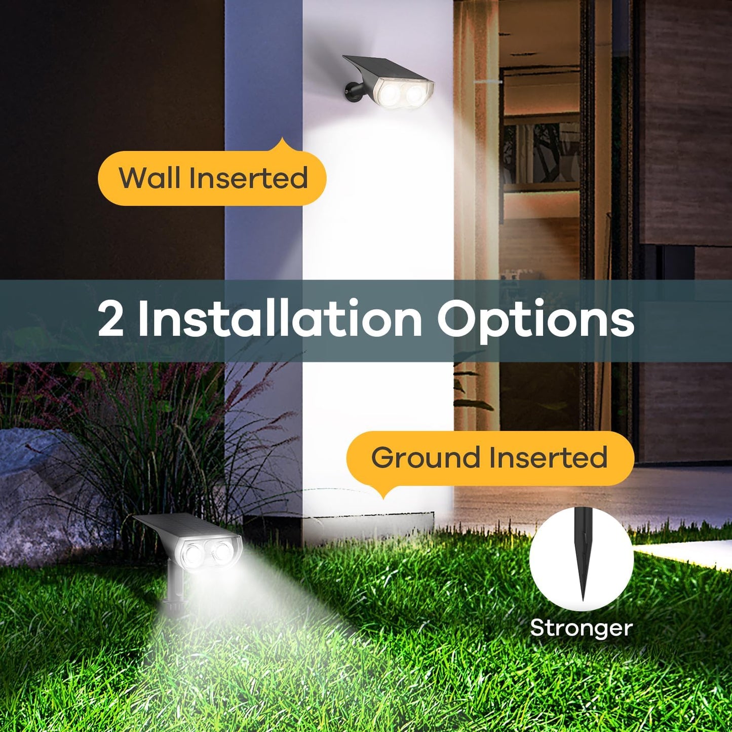Linkind StarRay Solar Spot Lights, 16 LEDs, IP67 Waterproof, Dusk-to-Dawn, 2 Pack, Daylight, Model LL3700