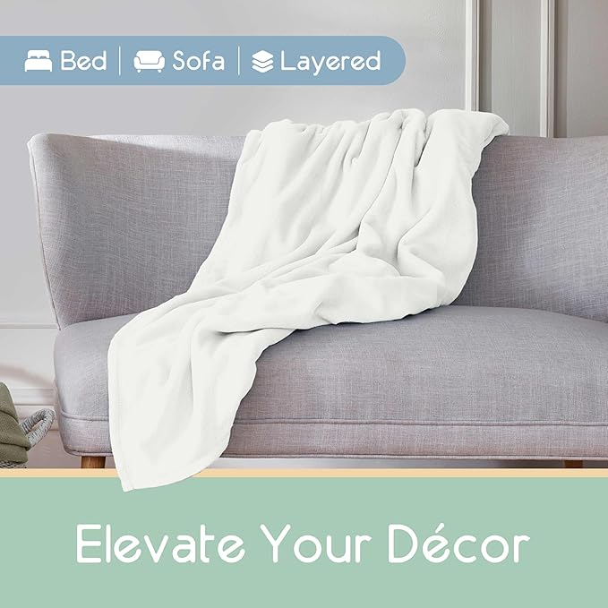 Vellux Twin Size Microfleece Blanket | Fleece Bed Blanket | All-Season Comfort| Supersoft Lightweight Throw Blanket | Plush Throw Blanket for Bed Couch or Sofa | Travel Blanket | Pet-Friendly | White