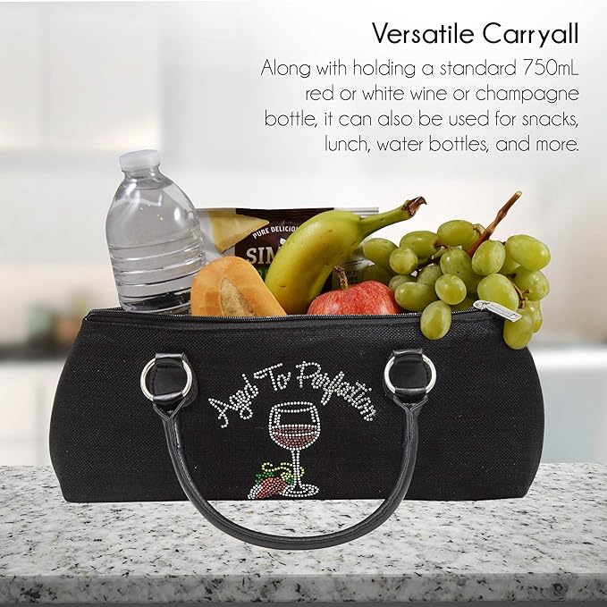 Wine Clutch Bag (Thermal Insulated) Trendy Women’s Carry Tote | Holds Red & White 750mL Bottles | Trendy Fashion | Incl. Portable Waiter-Style Corkscrew (Aged to Perfection)
