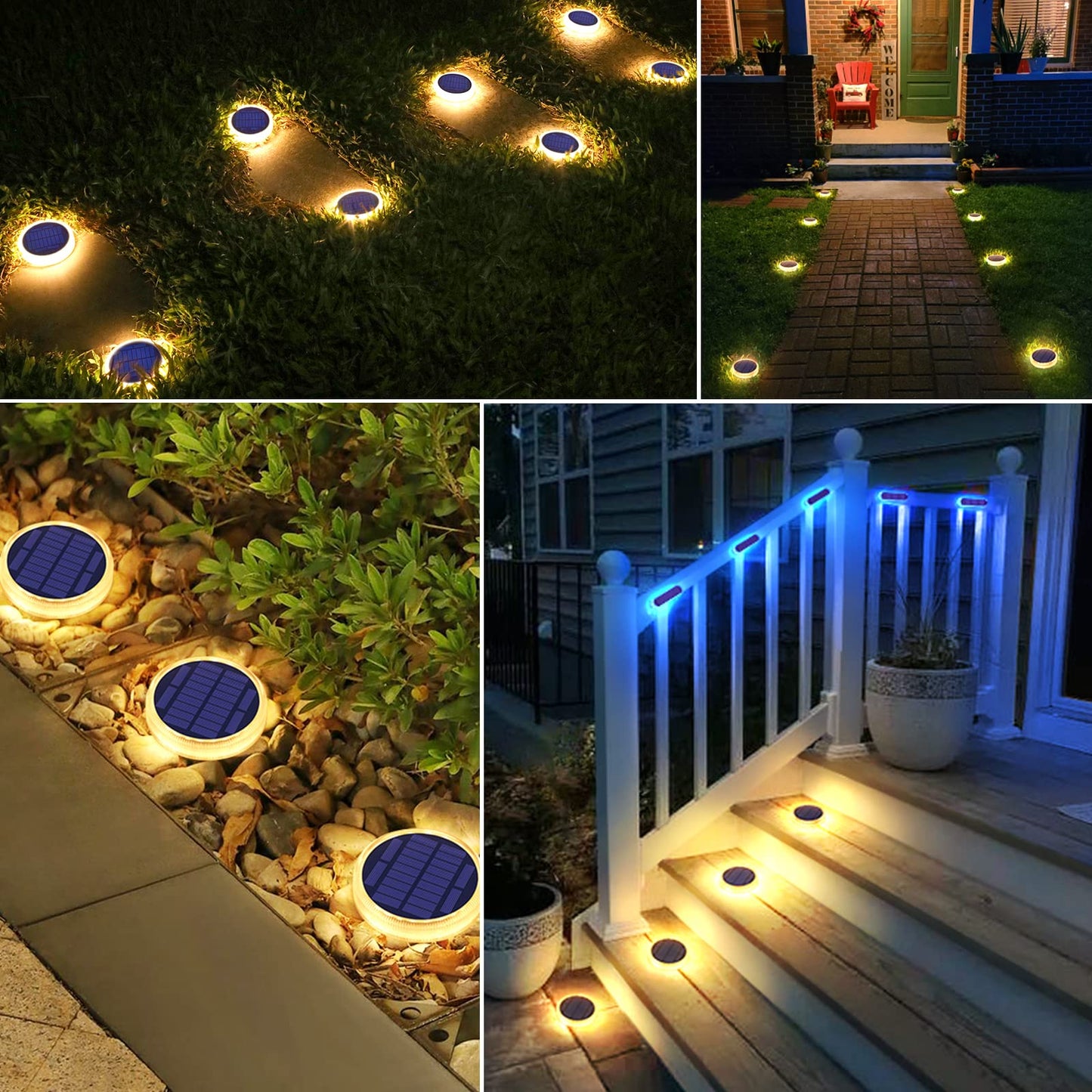 YiLaie Solar Step Lights Outdoor Waterproof, Warm White Stair Lights Solar Powered for Steps Deck Stair Yard Pathway (4 Pack)