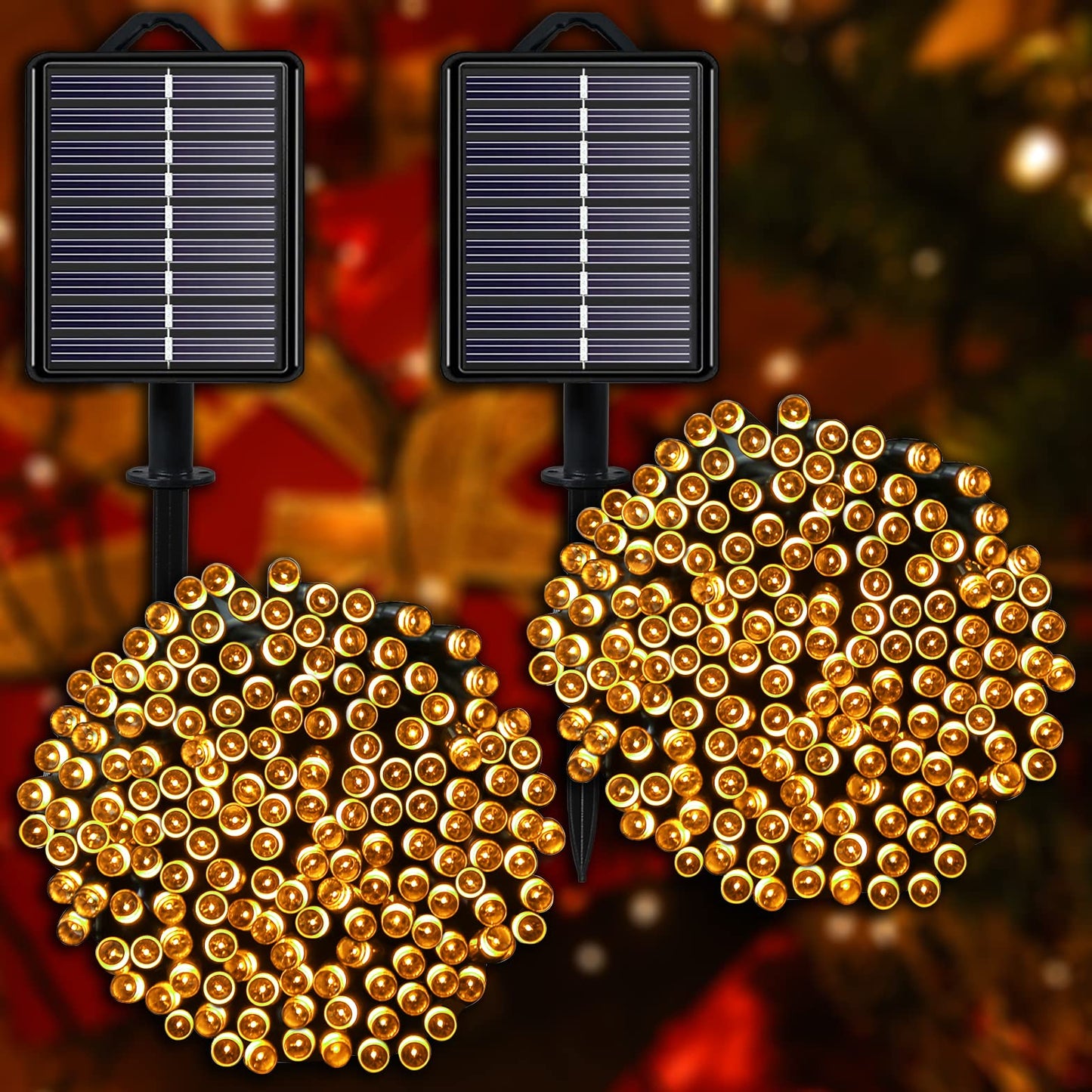YAOZHOU Solar Christmas String Lights, 400 LED, 151ft, Warm White, IP44 Waterproof, 8 Modes, Outdoor Fairy Lights for Garden, Patio, Party
