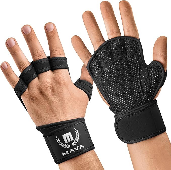 MAVA Open Gym Gloves for Men & Women; Padded Weight Lifting Gloves with Wrist Support for Comfort, Protection; Strong-Grip...