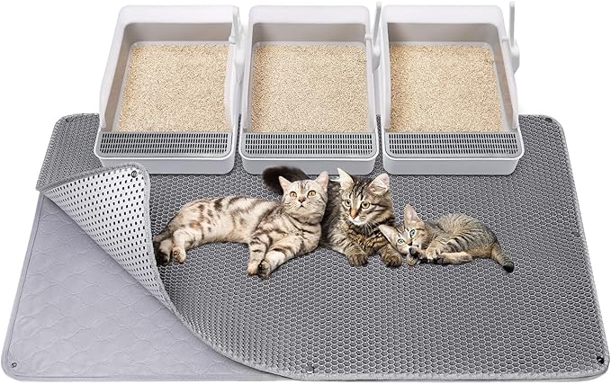 Fostanfly Cat Litter Mat - Extra Large XL 45"x 27" Cat Litter Trapping Mat, Machine Washable Double Layer Design, Urine & ...