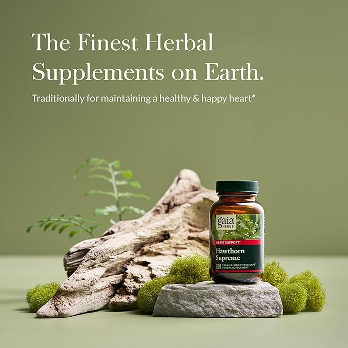 Gaia Herbs Hawthorn Supreme - Hawthorn Berry Supplement to Support Heart Health - for Use at Every Age and Stage to Sustain and Support The Heart - 60 Vegan Liquid Phyto-Capsules (30-Day Supply)