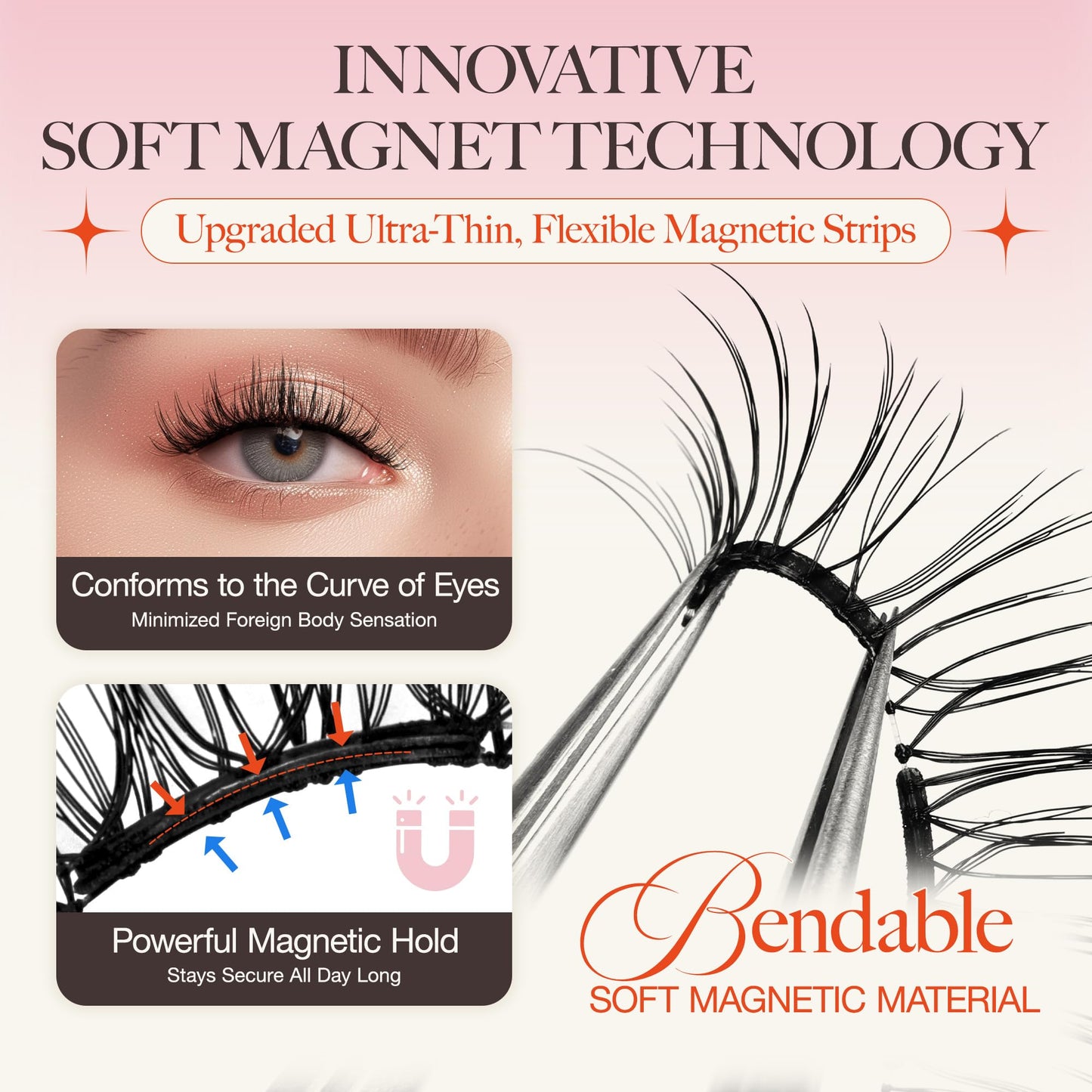 LASHVIEW Upgrade Magnetic Eyelashes with Applicator,Reusable Soft Magnetic Eyelashes Natural Look, No Glue Needed,Easy to Wear a
