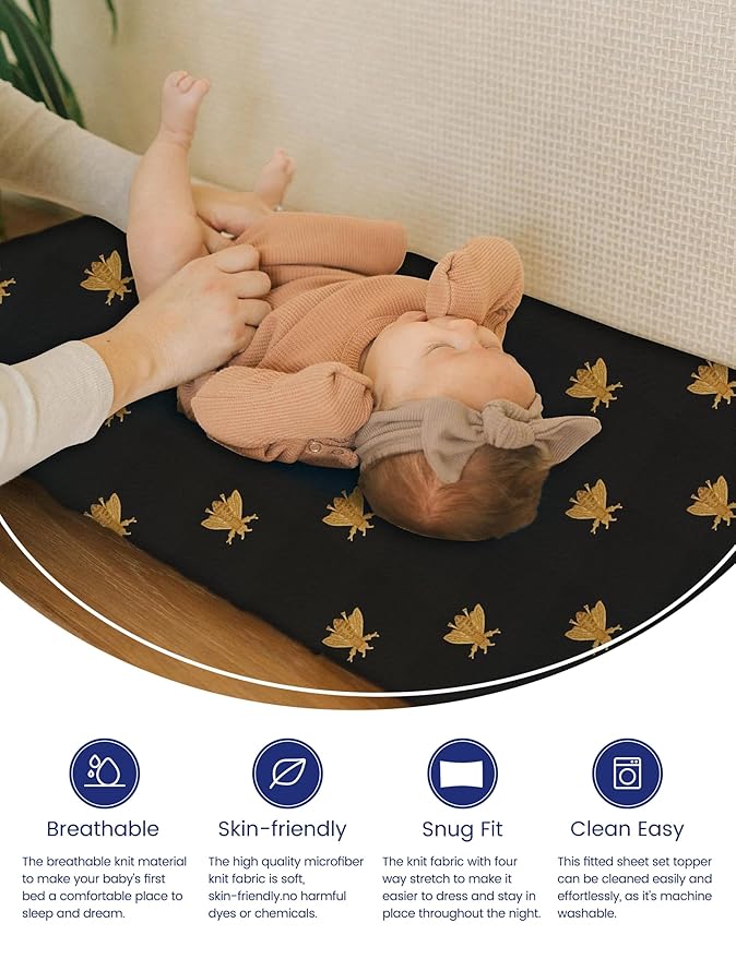 TotAha Premium Stretchy Changing Pad Cover, Buttery Soft Diaper Changing Pad Covers for Girls Boys, Super Stretchy Jersey Knit Changing Table Covers, 2 Pack