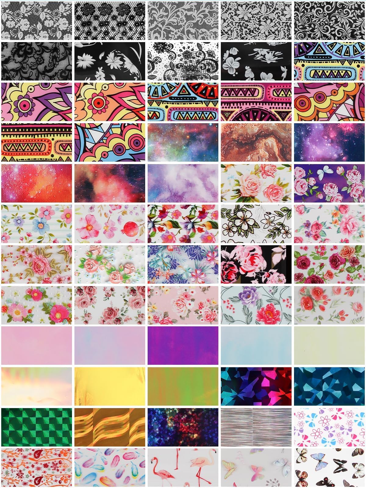 EBANKU 80 Pcs Nail Art Foil with 30ML Nail Foil Glue Gel, Starry Sky Flower Foils Transfer Stickers Foils Gels Polish Set for Sa