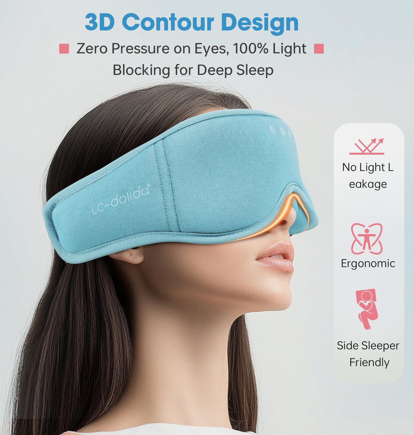BambooCotton 3D Bluetooth Sleep Mask, LC-dolida 2025 New Sleep Headphones, Wireless Comfort, Sustainable Luxury for Better Sleep