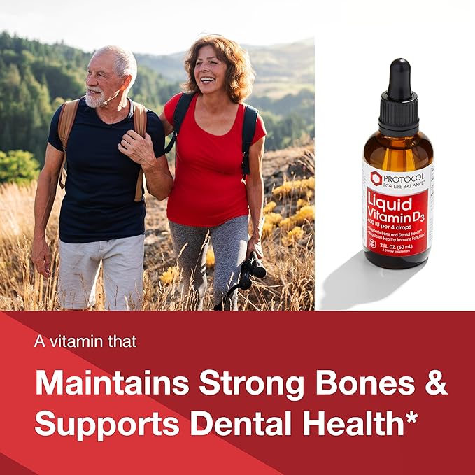 PROTOCOL FOR LIFE BALANCE - Liquid Vitamin D-3 - Supports Calcium Absorption, Bone and Dental Health, and Immune Function in Easy to Administer Drops - 2 Fl oz (60 mL)