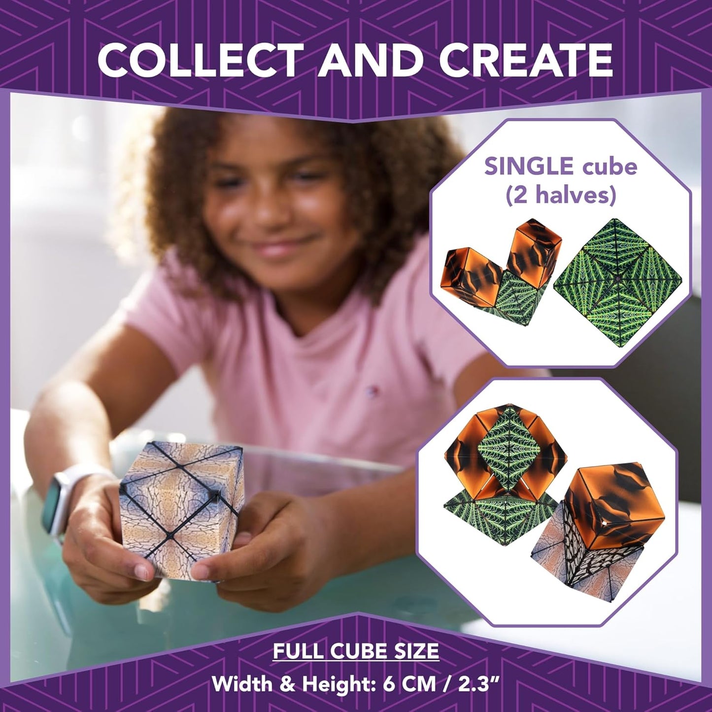 Duomoto Magnetic Transforming Cube - Shape Shifting Double Creativity Puzzle w/ 96 Rare Earth Magnets - Transforms Into Over 100 Shapes - by Fun in Motion Toys - Creators of Shashibo & Cubendi
