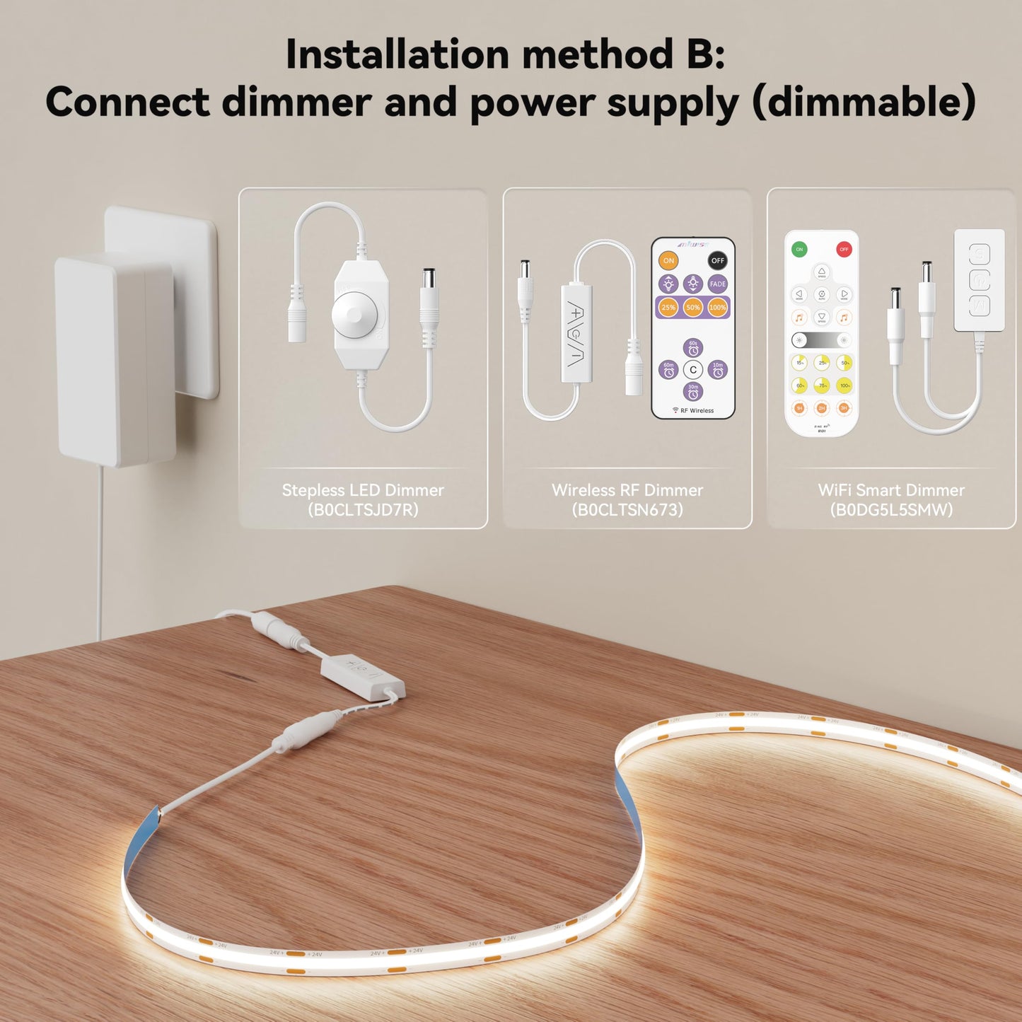 Miwise Cob Led Strip 20Ft/6.1M Cri 90+ Natural White 4000K High Lumen Super Bright Flexible Dc24V Led Tape Light For Cabinet Home Office Diy Lighting Projects(Adapter&Controller Not Included)