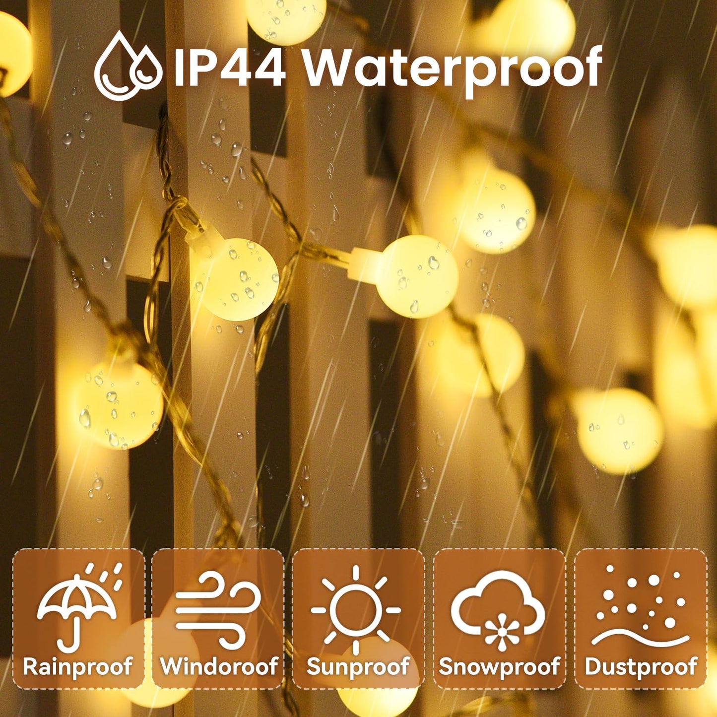 Dailyart Globe String Lights, 100 Led, 59Ft Warm White Fairy Lights, Waterproof, 8 Modes, Remote Control For Indoor/Outdoor Use