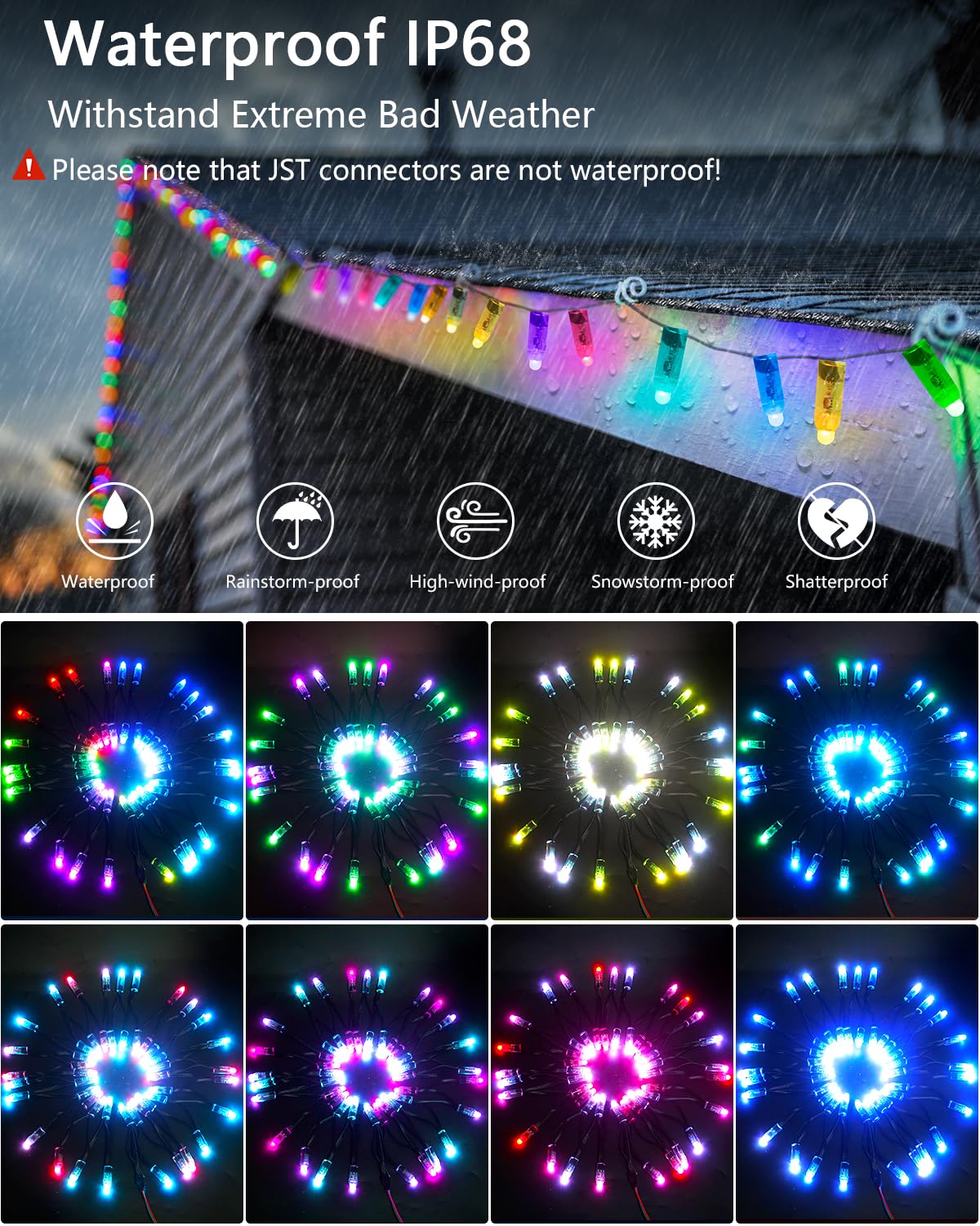 ALITOVE WS2811 LED Pixel Module 50pcs DC 12V RGB Waterproof 12mm Diffused Round