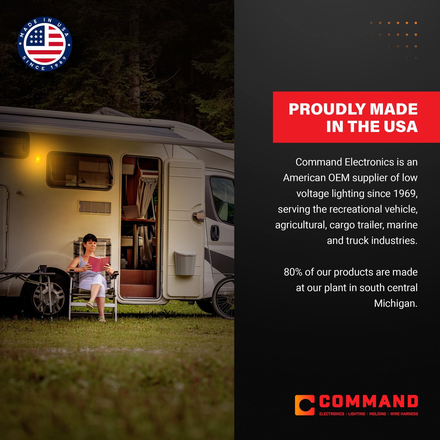 Command Electronics Oem 12V Led Rv & Trailer Oval Clearance Light With Built-In Reflex - Made In Usa - Surface Mount - Red - 2-Pack