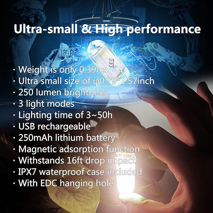 USB Mini LED Lantern, 2 Pack Waterproof EDC Keychain LED Flashlight for Camping, Type-C Rechargeable Battery Small Stick Lamp Puck Dog Collar Torch Light (Green+Red)