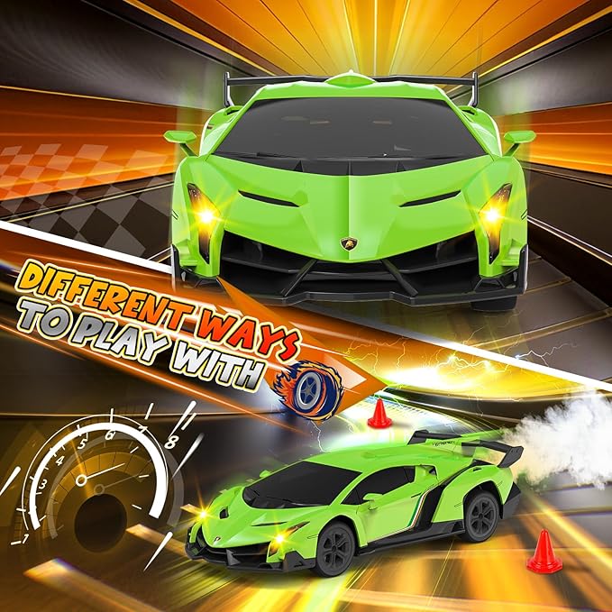 Lamborghini Remote Control Car, Officially Licensed 1:24 Scale 2.4GHz RC Drift Car Toys with Headlight, Lambo Hobby Rc Cars for Boy Girl 4-12 Years Old, Birthday Gift (Green)