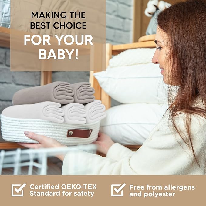 Bassinet Fitted Sheets - Compatible with 4moms MamaRoo Sleep Bassinet | 100% Organic Jersey Cotton - White + Grey | 30x18 (2 Pack)