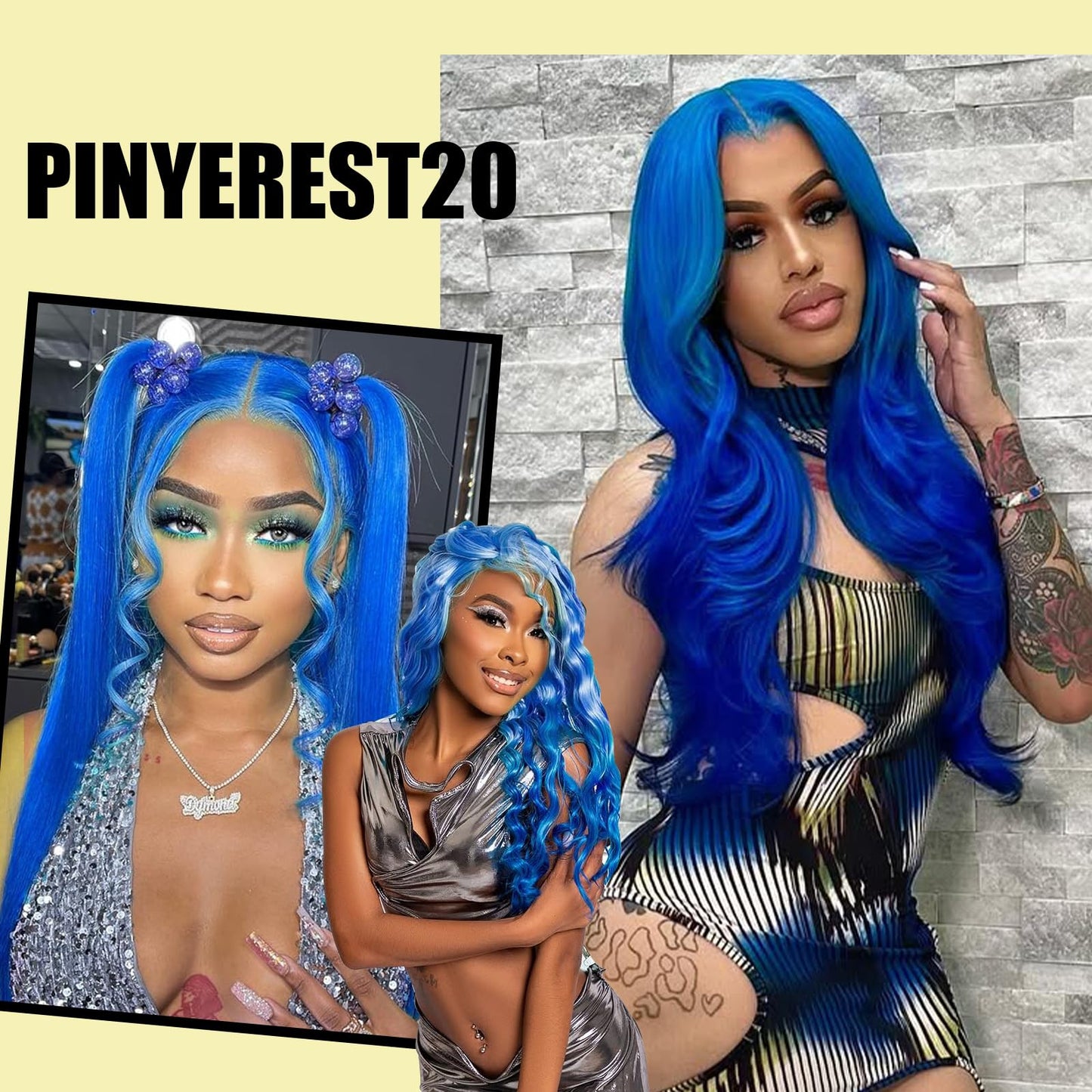 Shciyair 22 Inch Blue Lace Front Wig Human Hair 200 Density 13x4 HD Lace Frontal Wigs Human Hair Color Blue Body Wave Lace Front
